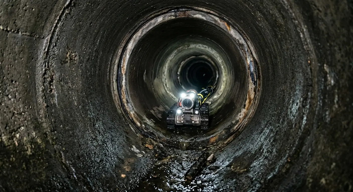 Robotic sewer camera inspecting pipe interior for Sewer Line Cleaning in Casa de Oro-Mount Helix